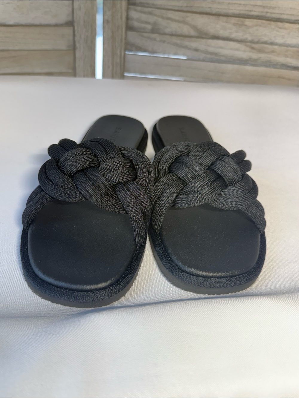 Rothy's The Summer Sandal Black Braided Knotted Slide Sandals Size 11 NWOT - Picture 3 of 6
